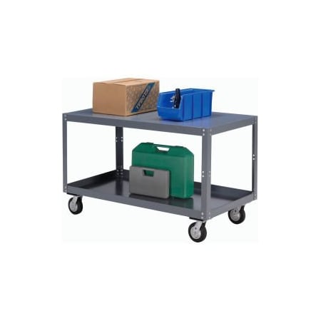 Portable Steel Table, 2 Shelves, 24Wx36Lx30H, 1200 Lbs. Cap.